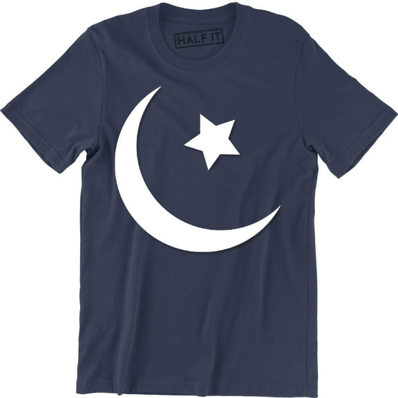 Beautiful Cresent Moon And Star Design Icon Silhouette Emoticon Men's T-Shirt