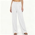 thumbnail image 6 of VBVC Women's Pleated Wide Leg Dress Pants , High Waisted Office Trousers For Women , Ladies' Casual Work Trousers with Pockets, White , S-2XL, 6 of 7