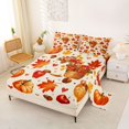 thumbnail image 2 of Manfei Orange Pumpkin Maples Queen Sheets,Fall Thanksgiving Print Queen Sheet Sets,4 Pieces,1 Flat Sheet,1 Fitted Sheet and 2 Pillowcases, 2 of 6