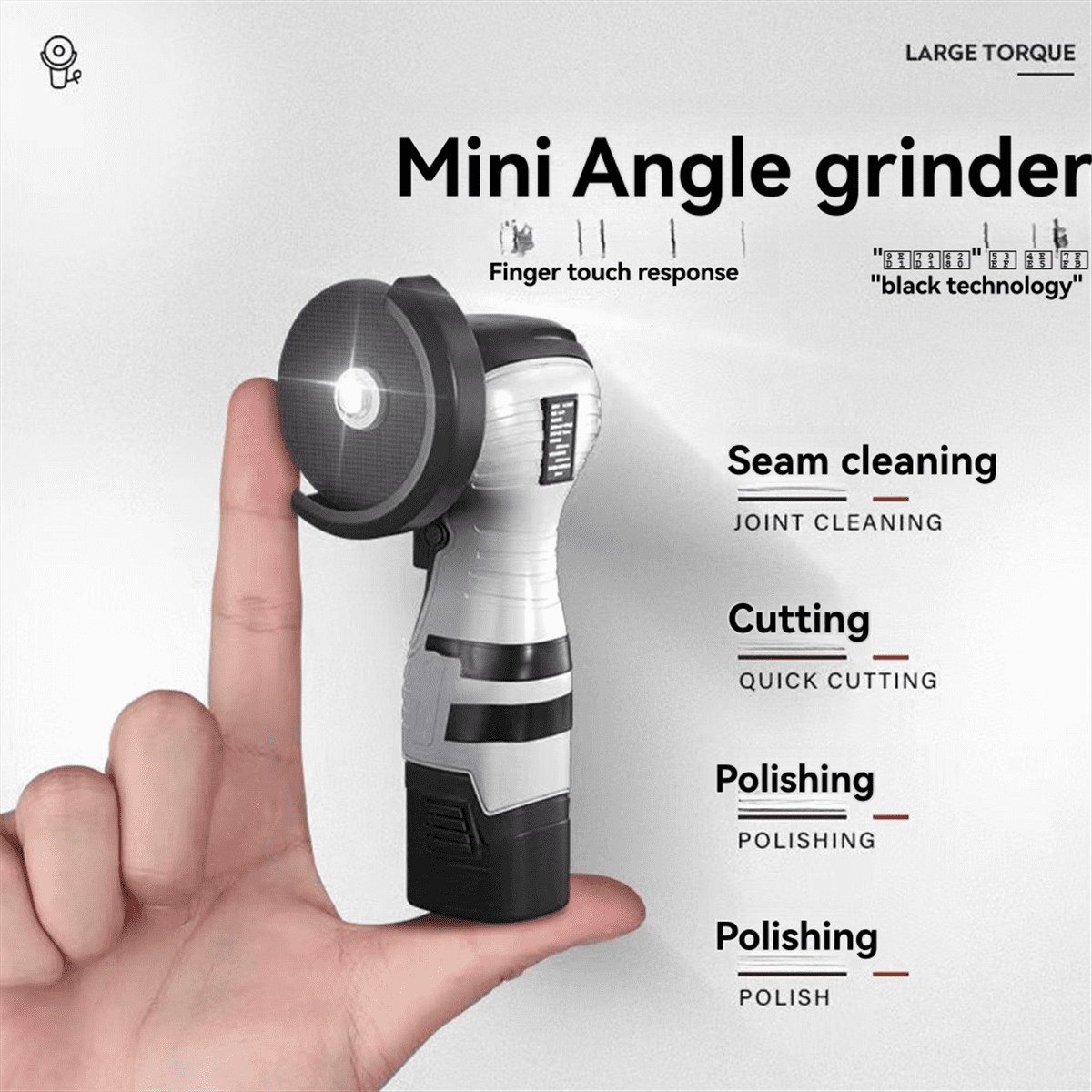 16.8V Cordless Electric Angle Grinder 6500r/Min LithiumBattery Mini Polishing Grinding Machine Diamond Cutting Power(US),As Shown