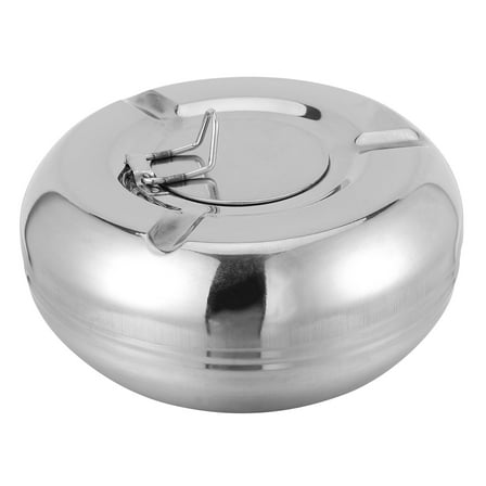 Homoyoyo Metal Ashtray with Lid Silver for Indoor and Outdoor