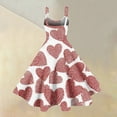 thumbnail image 4 of Women's Vintage Swing Dress A Line Sleeveless Heart Printed Dresses Party Costume Vermilion 2XL, 4 of 5