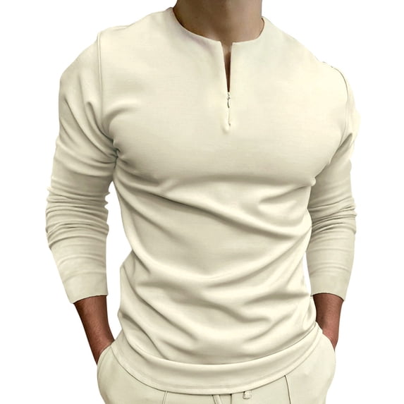 KaLI_store Men's Polo Men's Polo Shirts Quick Dry Golf Shirts Long Sleeve Moisture Wicking Polo Shirts Khaki,M