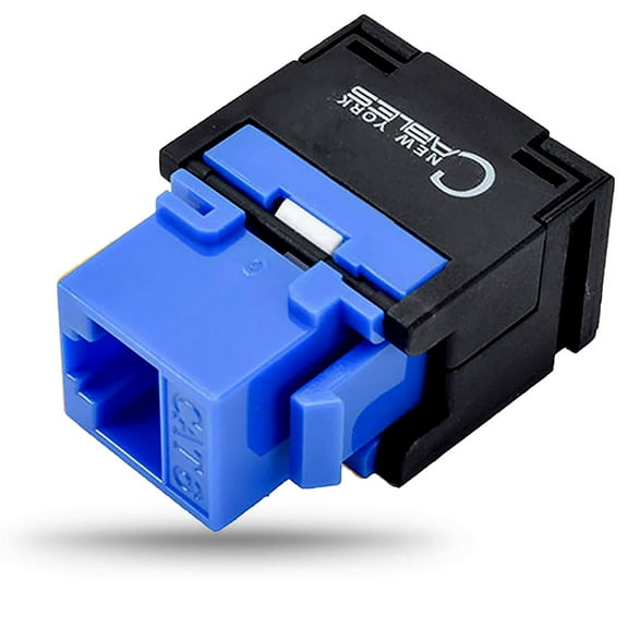 Cat6 RJ45 Keystone Jack 180° Horizontal UTP Toolless Gold Plated Pins Blue 10Pack