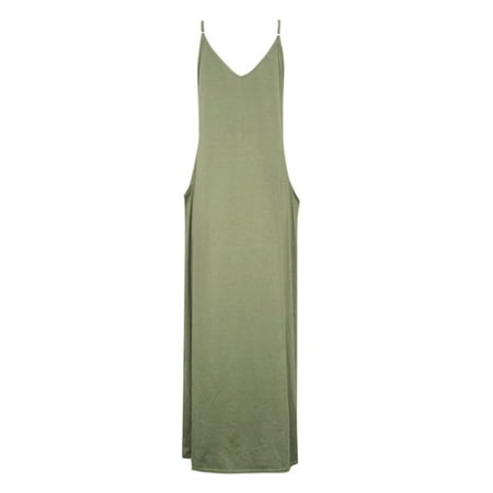 

Dresses for Women 2022 Sexy Dresses for Women Women s Summer Dress Casual Sleeveless V Neck Strappy Loose Dress Beach Long Cami Flowy Dresses with Pocket on Clearance Summer Dresses Green 3XL
