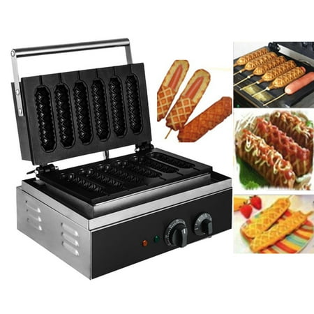 BestEquip Crispy Machine 1550 Wattage Commercial Lolly Hot Maker 6 Pcs Non-stick Sausage Hot Dog Machine With Six