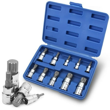 

12 Points XZN Triple Square Spline S2 Bit Sockets Tampered Proof with Case 10PC