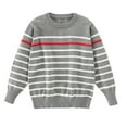 thumbnail image 4 of CAICJ98 Kids Boys Long Sleeve Sweater Knit Crewneck Pullover Striped Sweaters for Boys Fall Winter Clothes Grey,12-13 Years, 4 of 4