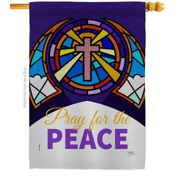 Breeze Decor H120057-BO Pray for Peace Religious Faith Double-Sided Garden Decorative House Flag, Multi Color