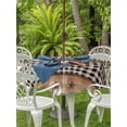 thumbnail image 2 of Outdoor Tablecloth with Umbrella Hole and Zipper, Vintage Texas Star Brown Round Table Cloth 60 Inch Waterproof Tablecloth, Black Plaid Berry Farmhouse Picnic Table Cover for Patio Camping, 2 of 7