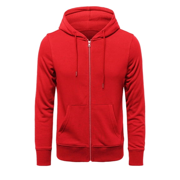 Fgnfyis Men's Hoodies & Sweatshirts Casual Loose Zipper Solid Color Male Hooded Hoodie for Comfort and Style Sweatshirt Men Red XL