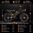thumbnail image 2 of Jasion YR20 750W Electric Bike, 48V 20Ah E-Mountain Bike for Adult, Class 3 Fat Tire 20 Inch Off-Road Electric Bicycle with Hydraulic Brake, 80 Miles Moped Style Ebike with speedometer, UL2849, 2 of 9