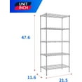thumbnail image 2 of BestOffice Adjustable Storage Shelves Metal Storage Shelf(Chrome, 21.5L x 11.6W x 47.6H) 750 pounds, 2 of 8