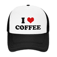 thumbnail image 2 of I Heart Coffee Love Food Funny Trucker Hat Mesh Cap Unisex Black, 2 of 5
