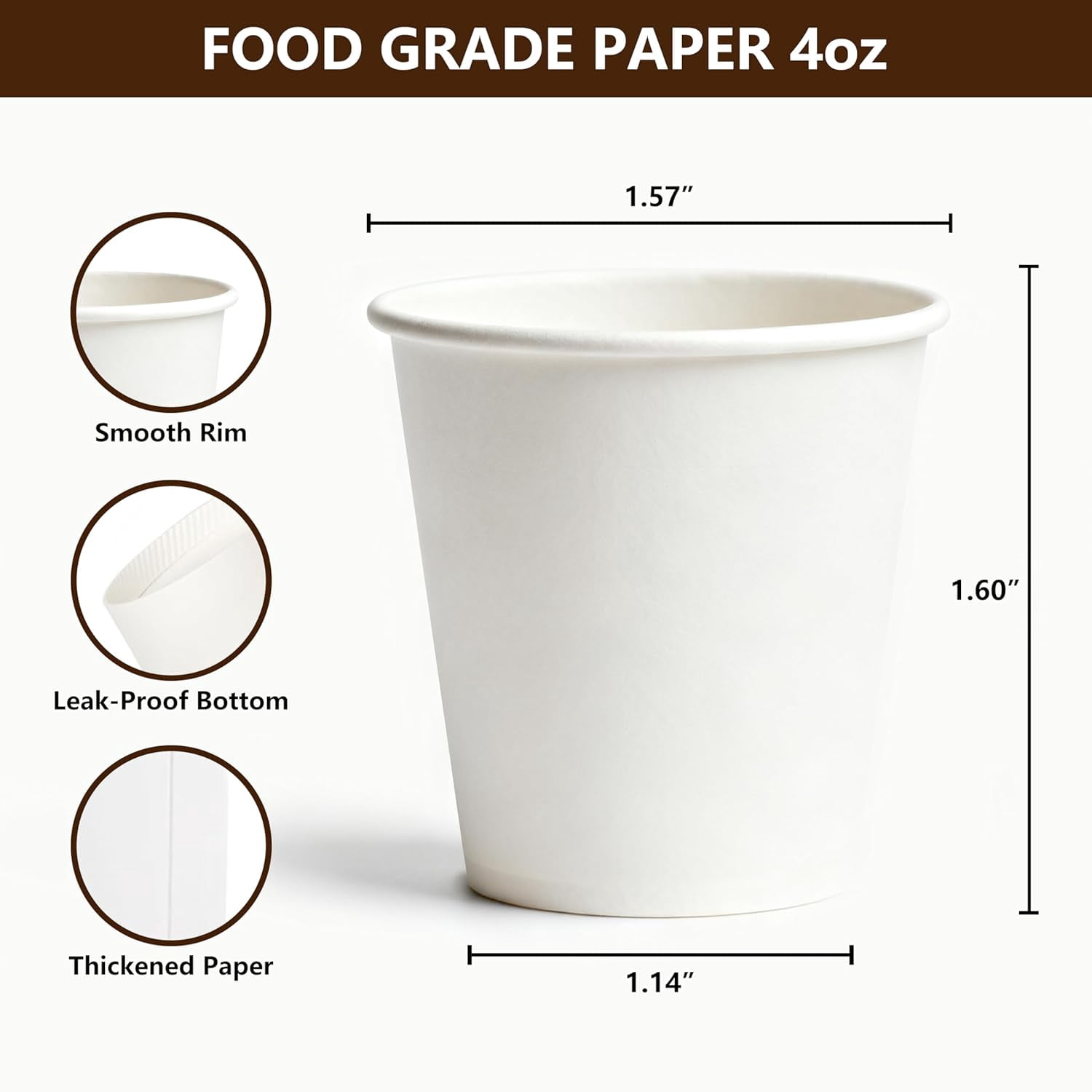 Thick Espresso Cups Travel to Go, 200 Count (Pack of 1), White
