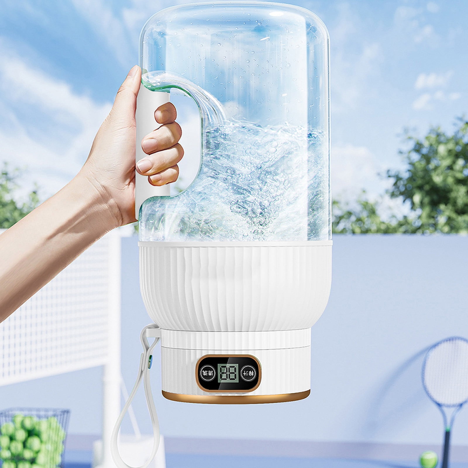 Chmadoxn Juicer, Portable Sports Kettle Squish Bucket Electric Squish Machine Large Capacity Sports Kettle Multifunctional Suitable for Outdoor and Gym Use