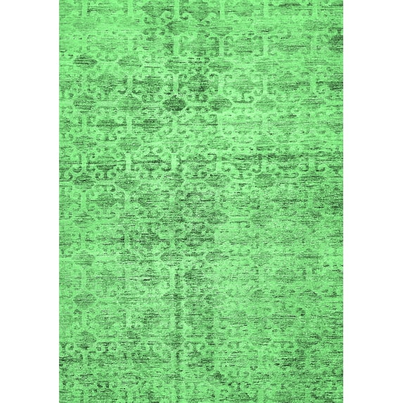 Ahgly Company Indoor Rectangle Abstract Emerald Green Modern Area Rugs, 8' x 10'