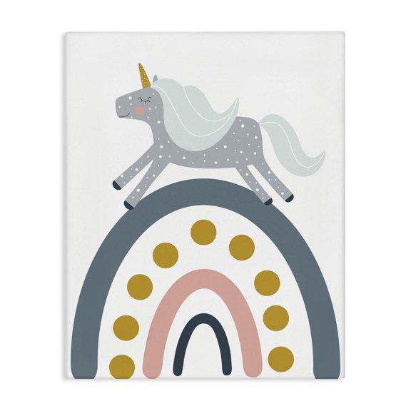 Stupell Industries Eclectic Neutral Unicorn over Rainbow Canvas Art, 16 x 20, by Alina Sagirova