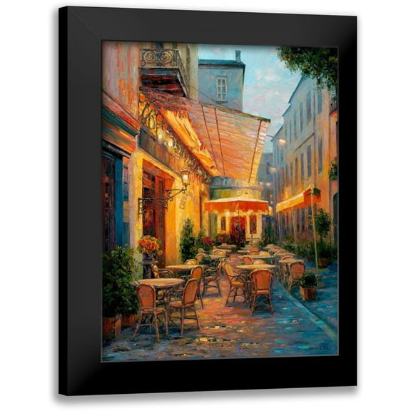 Liu, Haixia 12x14 Black Modern Framed Museum Art Print Titled - Cafe Van Gogh 2008 Arles France