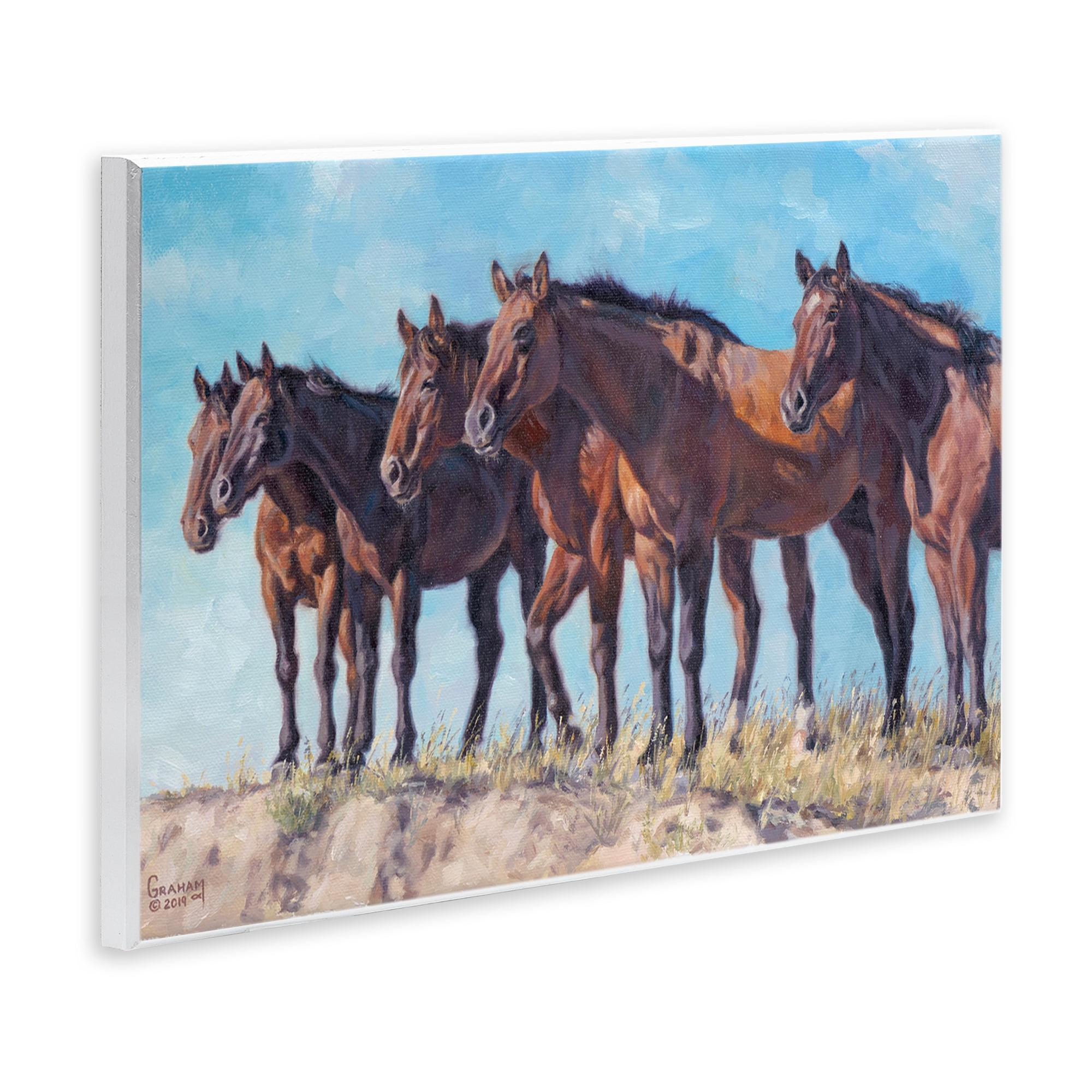 Stupell Industries Horse Herd Overlooking Desert Animals & Insects Painting Unframed Art Print Wall Art, 19 x 13