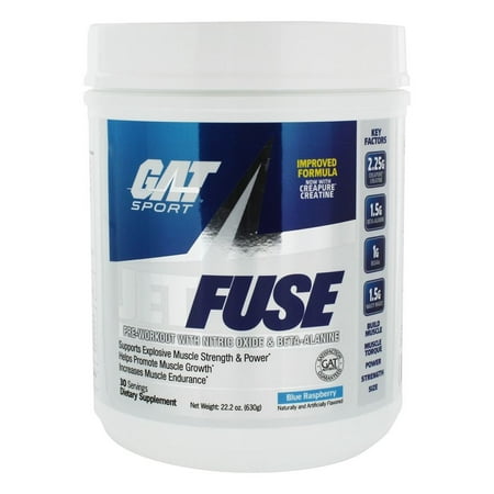 GAT - JetFuse Pre-Workout Powder with Nitric Oxide & Beta-Alanine Blue Raspberry - 22.2
