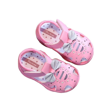 SAYOO Summer Infant Soft Soled Squeaky Shoes  Baby Front Wrapped Sandals  Girls  Princess Shoes 1- 3 Years  Kids Clothing Supplies