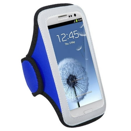 Insten Vertical Universal Dark Blue Sports Workout Exercise Running Gym Cycling Armband Case Phone