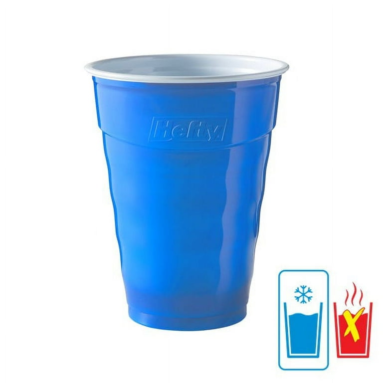 Hefty Party On Disposable Plastic Cups, Blue, 18 Ounce, 120 Count 