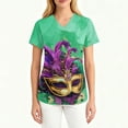 thumbnail image 4 of Hearthz Mardi Gras Womens Scrub Tops Print Fat Tuesday Carnival Womens Tshirts V Neck Short Sleeve Nurse Uniforms with Pocket S-5XL, 4 of 4