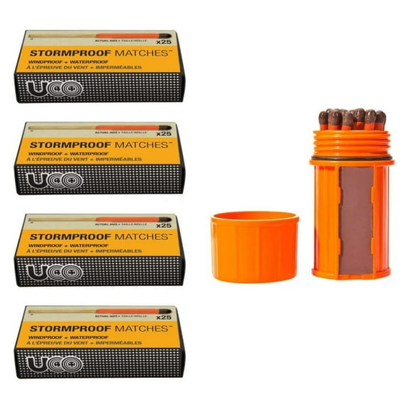 Stormproof, Waterproof & Windproof Match Kit with 4 Packs of Refill Matches