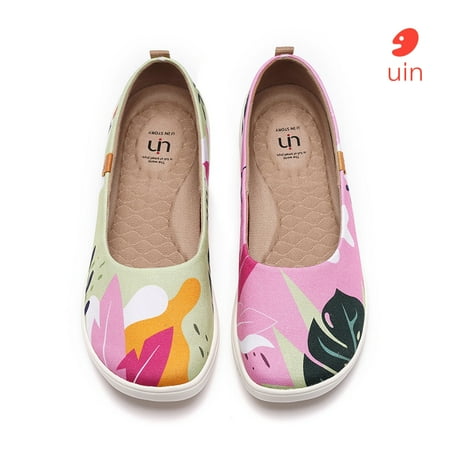 

UIN Women s Ballet Flats Cute Floral Lightweight Slip On Art Painted Comfort Round Toe Shoes Summer Jungle