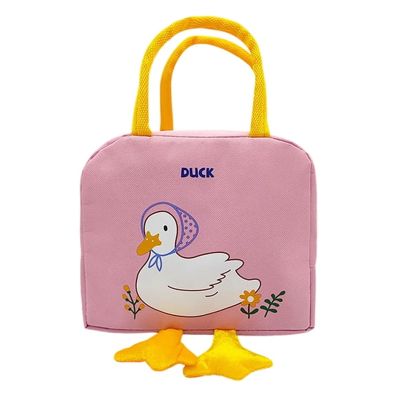 Cute Duck Tote Bag with Dangling Feet Quilted Handbag Purse for Shopping Travel Everyday Use(Pink,23x20x13cm)