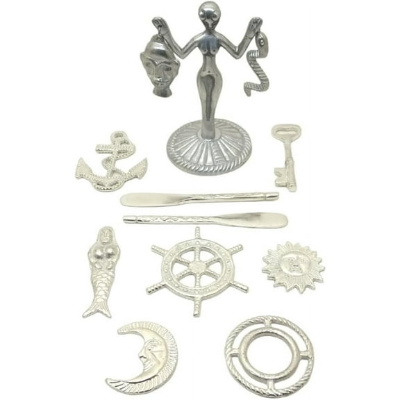 Herramientas de Olokun Aluminio -(1set) -Aluminum Olokun Tools Set -Santeria,Eseoteric,Spiritual,New Age,Wicca,Pagan, Metallic