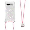 thumbnail image 3 of Long Crossbody Lanyard Clear Case for Google Pixel 7a with Adjustable Neck Strap, Glitter Sparkly Bling Quicksand Phone Cover Cases for Google Pixel 7a QKG Colorful, 3 of 7