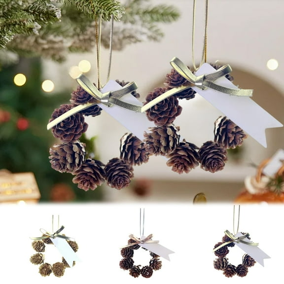 Pinecone Wreath under $5! Cagogo Mini Pinecone Christmas Wreath, Rustic Natural Ornament, Hanging Tree Decoration, Fireplace Mantel Decor, Holiday Window Accent, Set of Two Wreaths