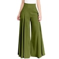 thumbnail image 2 of Baqcunre Women's Solid High-Waisted Slim Pleated Pants with Pockets Relaxed Size S-5XL,Womens Fashion Wide Leg Pants Woman Flare Pants for Women Women's Pants Army Green, 2 of 5