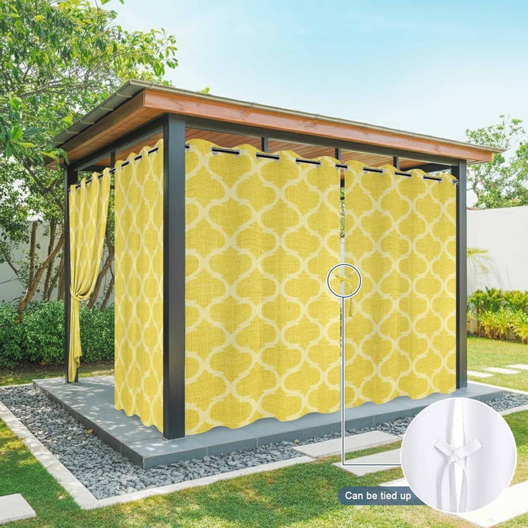 [Drape] OKUS イエロー　unico 1 Panel Outdoor Curtains for Patio Waterproof 54