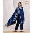 thumbnail image 2 of Futragabha special blue velvet suit set with dupatta and pent for festival Wear, 2 of 3