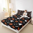 thumbnail image 3 of Homewish Spooky Halloween Witch Ghost Queen Sheets,Pumpkin Bat Stars Pattern Queen Sheet Sets,Black Orange,4pcs,1 Flat Sheet,1 Fitted Sheet and 2 Pillowcases, 3 of 6