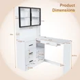thumbnail image 2 of Computer Desk with Glass Cabinets & Built-In LED Lights, Corner L-Shaped Office Desk with USB Charging Ports, Keyboard Tray, Ergonomic Design for Home and Corporate Workspaces(White), 2 of 9