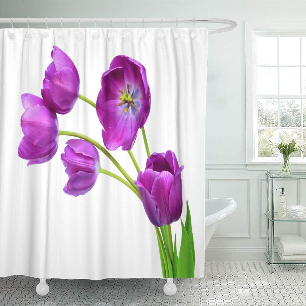 SUTTOM Romantic Colorful Flower Purple Tulips White Petal Anniversary