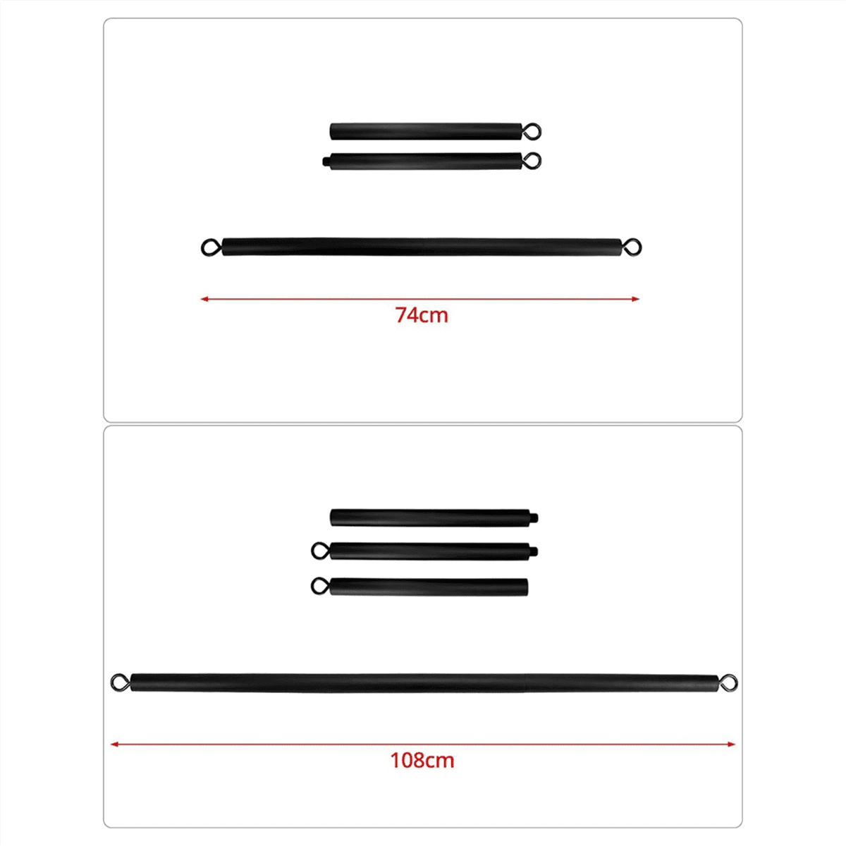 Resistance Band Bar Pilates Bar Home Gym Fitness Workout Bar for Strength Training Cardio Exercise - 108CM