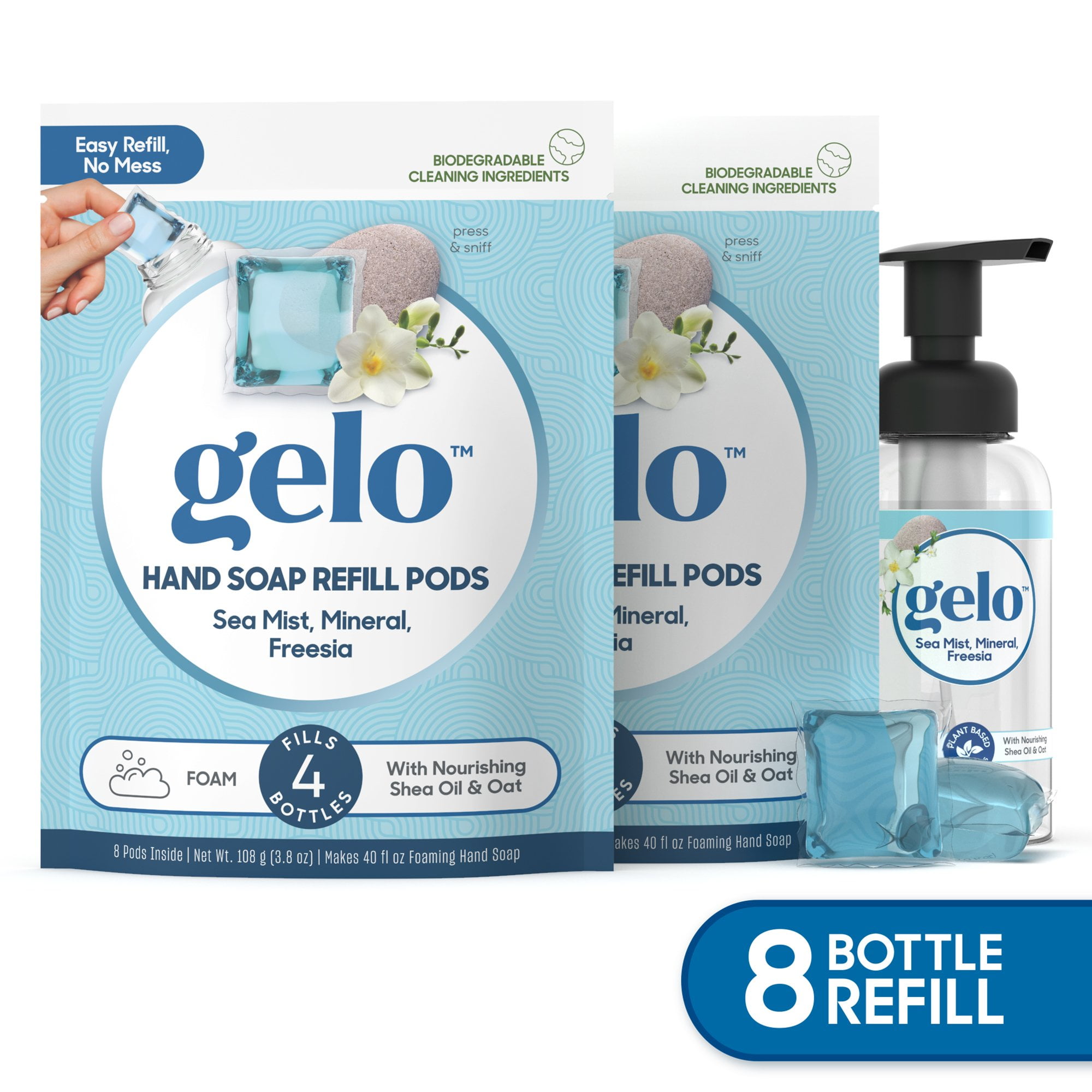 Gelo Foaming Hand Soap Value Pack | 80oz Refill + Reusable Bottle | Sea Mist & Mineral