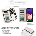 thumbnail image 5 of Dswteny Argyle Wallet Case for Samsung Galaxy A22 5G with Wrist Strap Shoulder Strap,Zipper PU Leather Flip Credit Card Holder Stand Accessories Cell Phone Cover for A 22 22A A22s G5 Girls White, 5 of 8