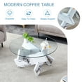 thumbnail image 4 of NYEESS 33.4 inch Round Tempered Glass Coffee Table with White MDF Legs, Modern Living Room Table, 4 of 9