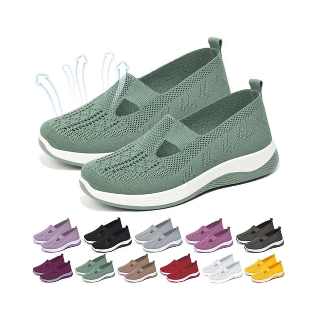 Zapatos ortopédicos Yilia para mujer, anchos y transpirables, color verde oscuro