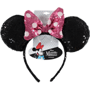 Minnie Mouse Ears Headband, Pink and White Polka Dot Bow