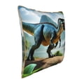 thumbnail image 2 of Haiem Lake Forest Dinosaur A Print Velvet Soft Solid Decorative Square Throw Pillow Covers Set with Elegant Piping Christmas Cushion Case for Sofa Bedroom Car-20"x20", 2 of 8