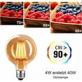 thumbnail image 3 of Bombillas LED de vidrio ámbar G80, regulables y de bajo consumo, luz blanca cálida de 2700 K, para iluminación de oficina en casa, paquete de 4, 3 of 5