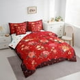thumbnail image 3 of Feelyou Romantic Red Rose Bedding Comforter Set 7pcs for Girl, Spring Flower Botanical King Bedding Sets, Retro French Style Reversible Bed Sheets, Breathable Home Decor, 3 of 8